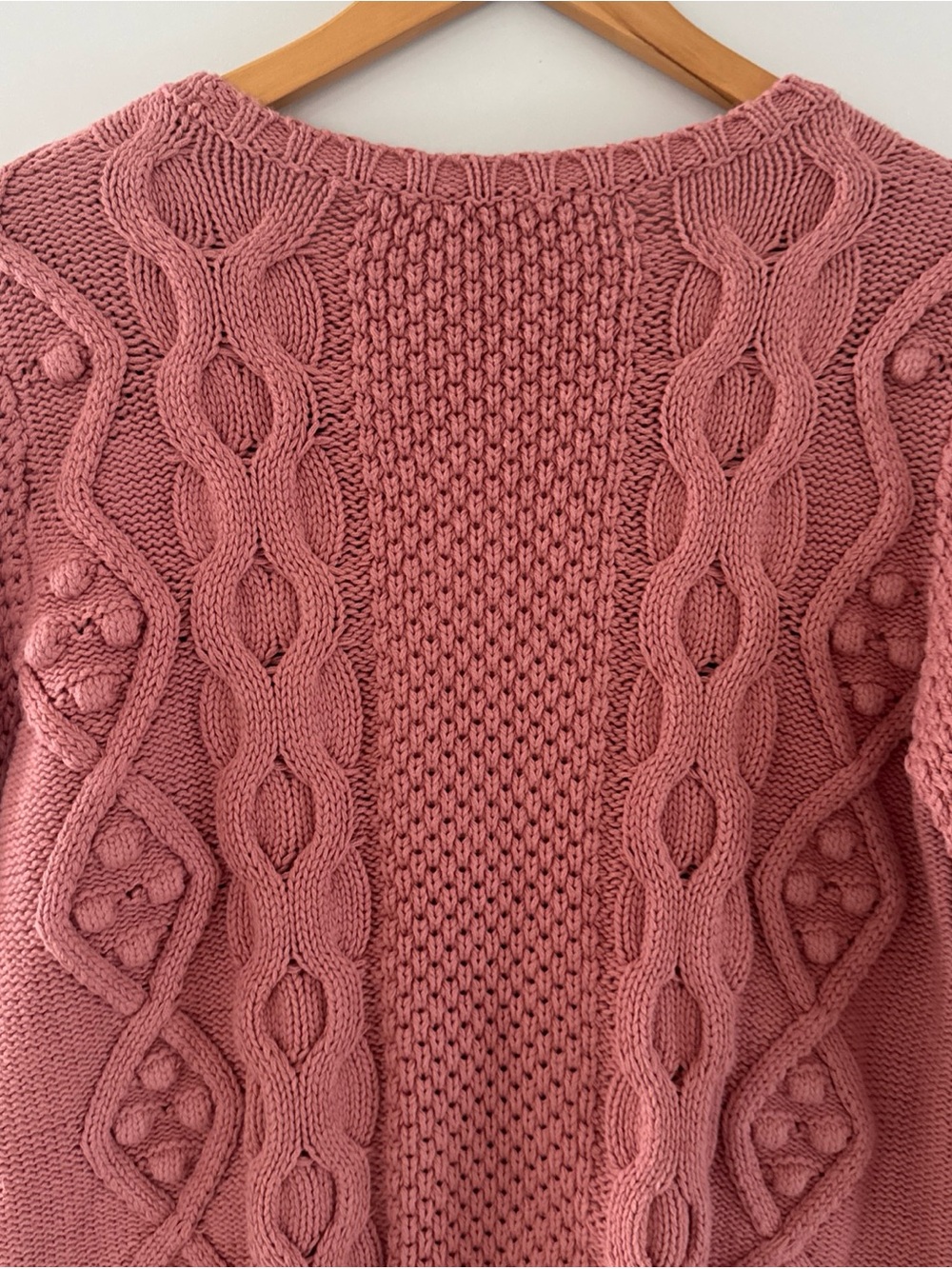 Coldwater Creek Cabled Crew Neck Shaker Sweater Womens Medium Pink Bobble Knit - Picture 7 of 10
